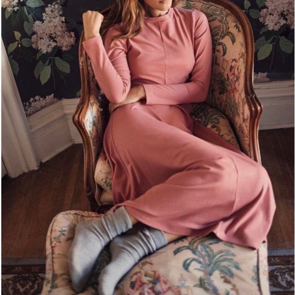 Christy Dawn Bowie Ribbed Maxi Dress Mauve Pink XS Elegant Minimalist Timeless